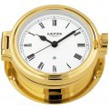 WEMPE Horloge hublot 140mm Ø (Série REGATTA) Horloge hublot dorée avec chiffres romains et cadran blanc
