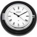 WEMPE Horloge de navire 210mm Ø (Série SKIPPER) Horloge de navire chromée sur bois noir