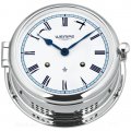 WEMPE Horloge de quart mécanique 185mm Ø (Série ADMIRAL II) Horloge de quaart chromée avec cadran blanc avec contour bleu